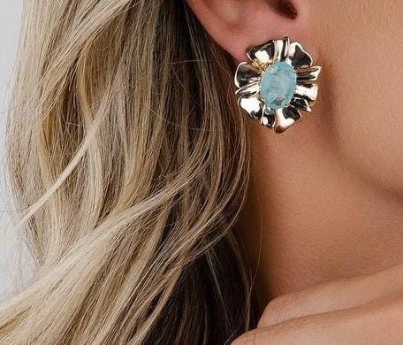 Brinco - Brinco de pedra fusion em flor