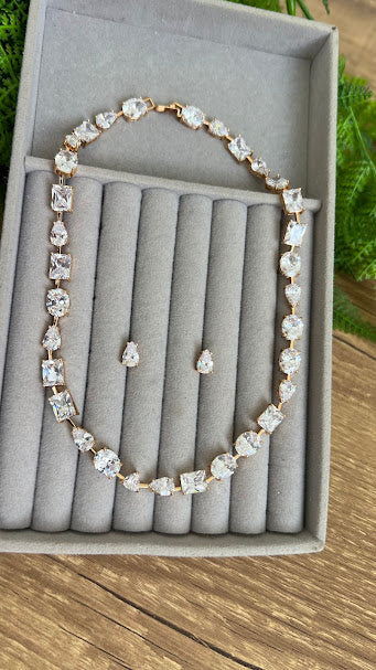 Conjunto Pedraria Cristal 18k