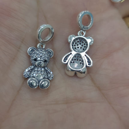 Pingente urso cravejado PRATA 925- para colar e pandora