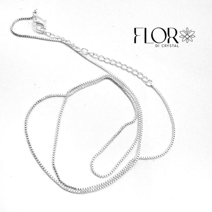 Corrente veneziana 0.8- 45CM c/ extensor - Em banho de RODIO