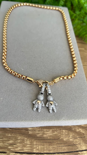 Colar - Colar veneziana com 2 Pingentes (personalizavel) rodio