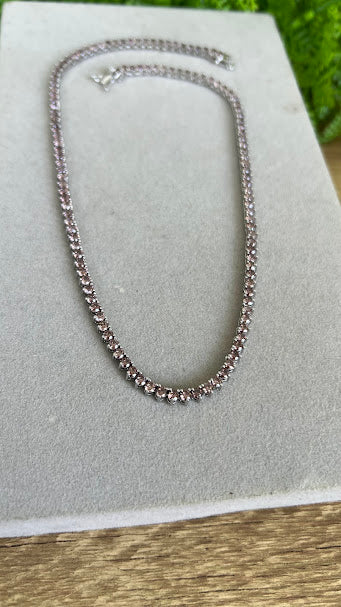 Colar - Rivieira 3mm marrom pantone 40cm Ródio