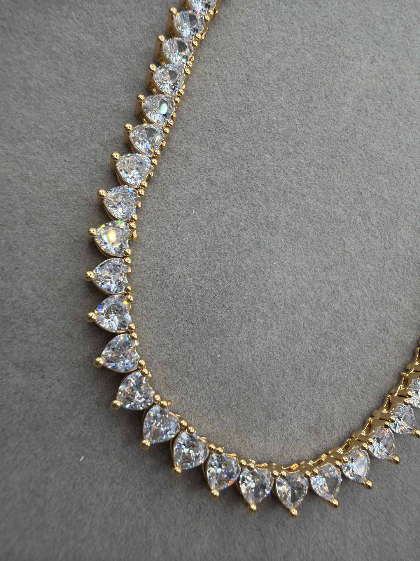 Rivieira de coracao 4mm Cristal 18k - 40cm