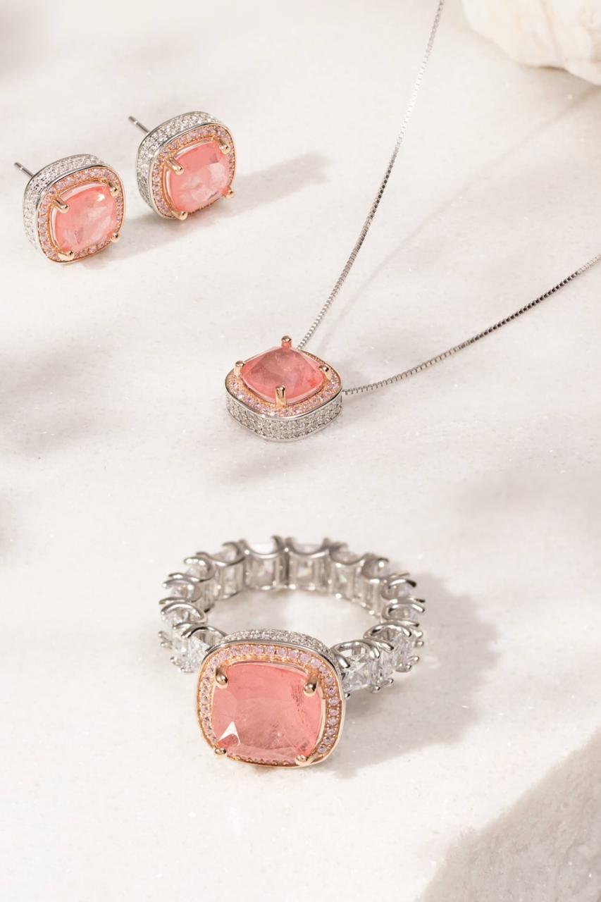 Conjunto Fusion pessego anel brinco e 