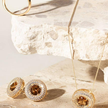 Conjunto colar e anel - Marrom cafe 