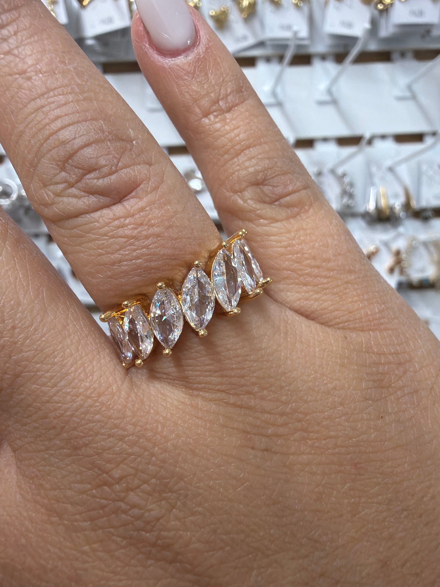 Anel - Anel meia aparador baguete