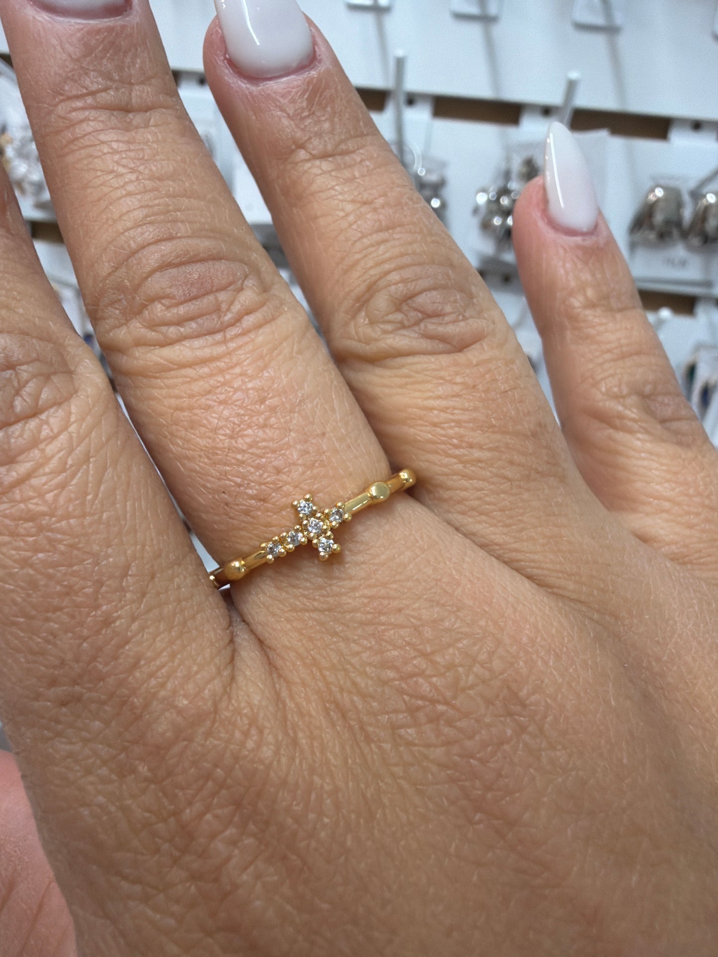 Anel - Anel cruz delicado