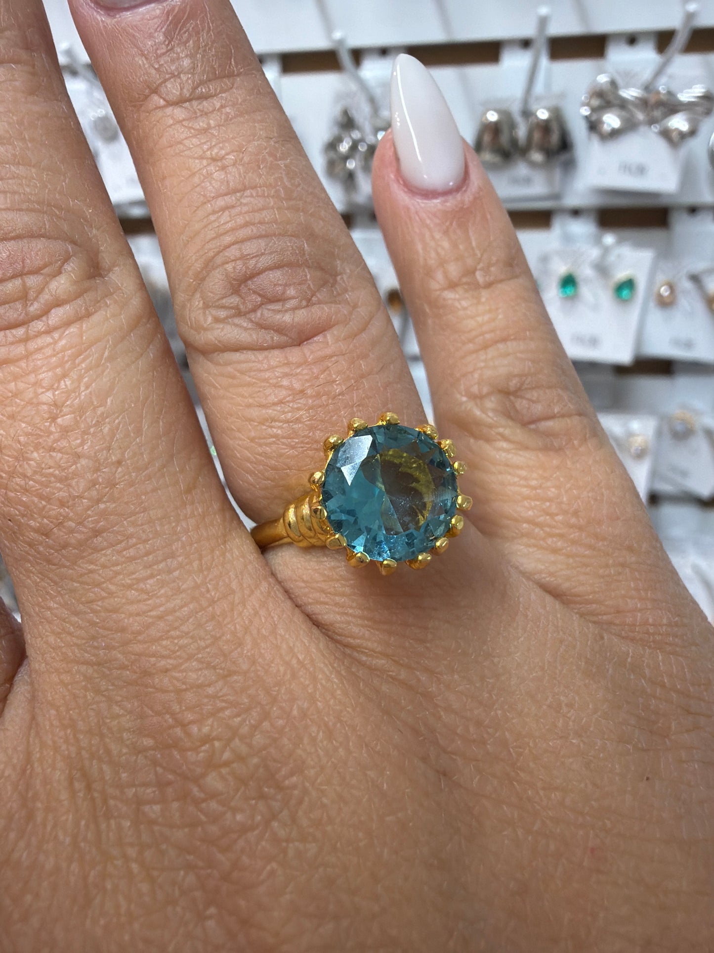 Anel - Anel solitario aqua