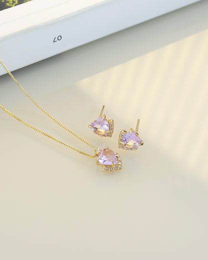 Conjunto - Luxury small baby punk heart  cz Necklace & Earring Set