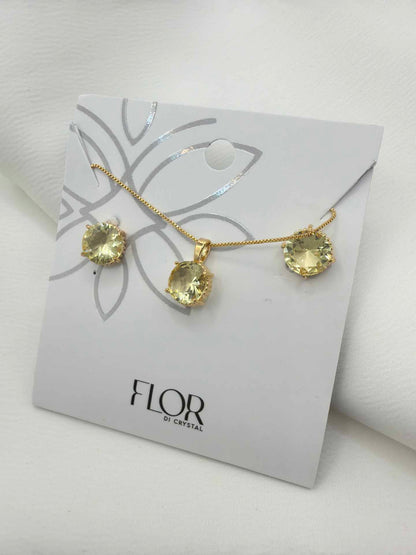 Small round yellow Necklace & Earring Set