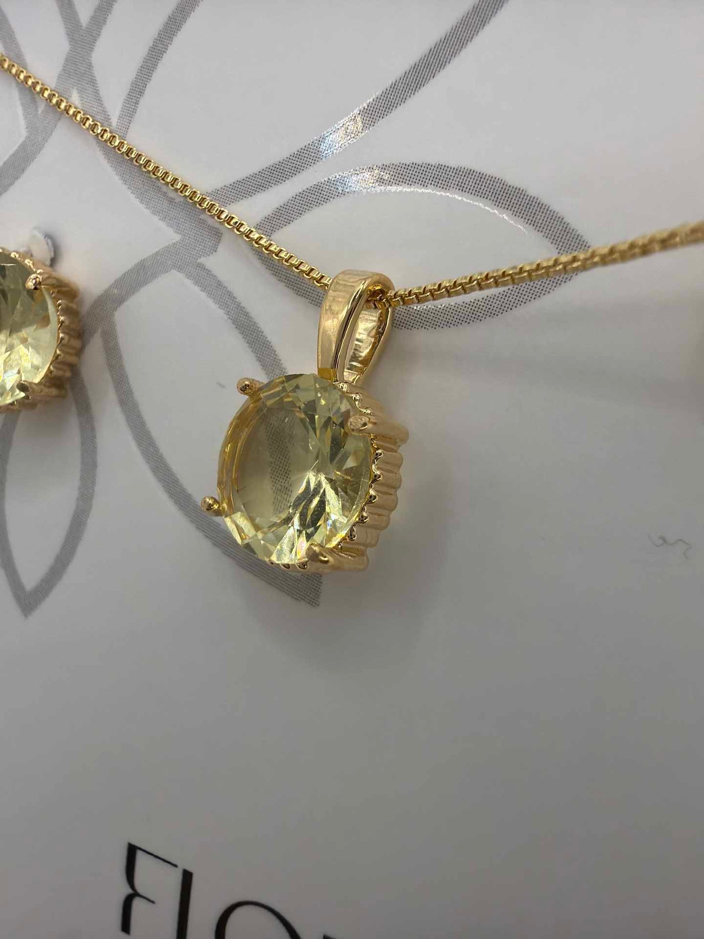 Small round yellow Necklace & Earring Set