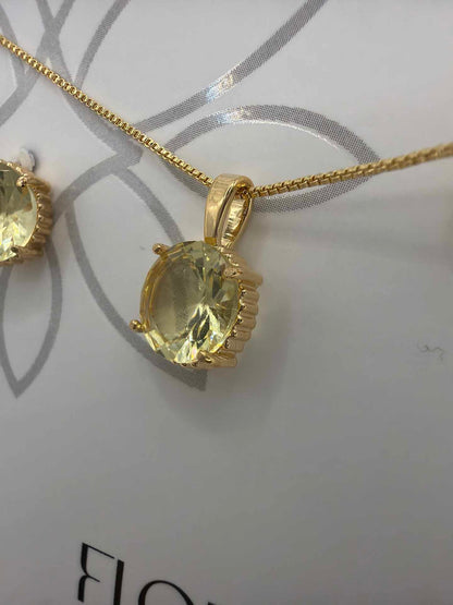 Small round yellow Necklace & Earring Set