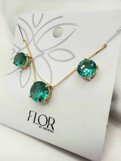 Small round green Necklace & Earring Set