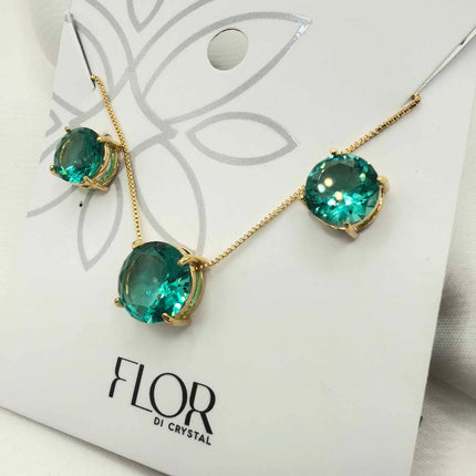 Small round green Necklace & Earring Set