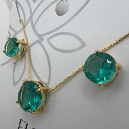 Small round green Necklace & Earring Set
