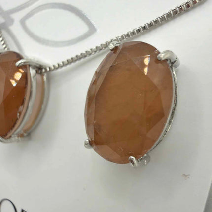 Large Elegant oval Fusion Brown color set earings and necklace 