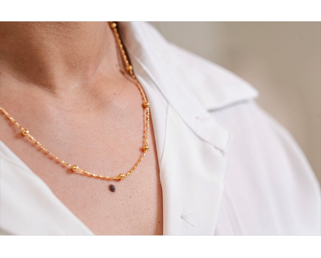 Delicate ball bead chain necklace 
