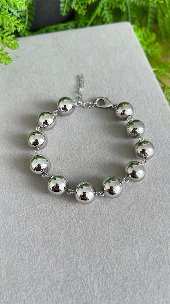 Rhodium plated Bead chain bracelet