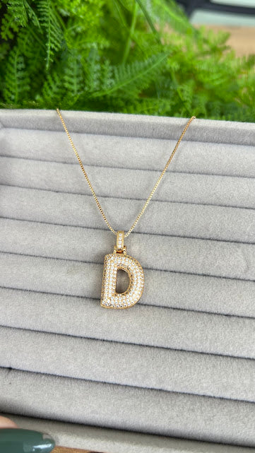 Pave bubble letter necklace  D