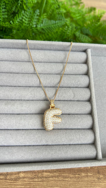 Pave bubble letter necklace F