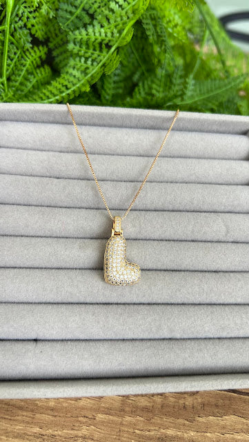 Pave bubble letter necklace L