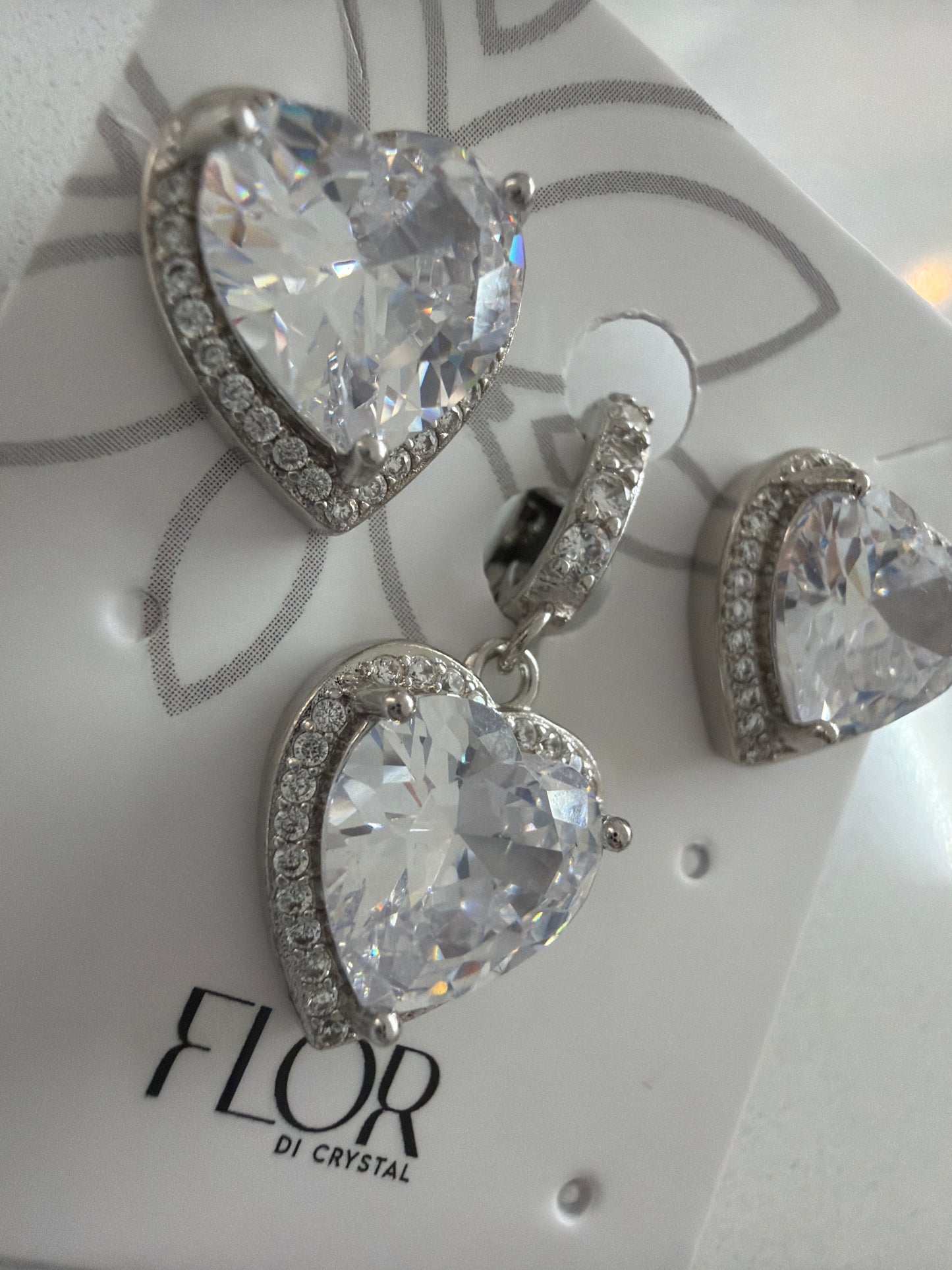 CZ Earring and tennis chain pendant clear  cz