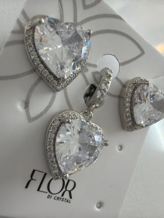 CZ Earring and tennis chain pendant clear  cz