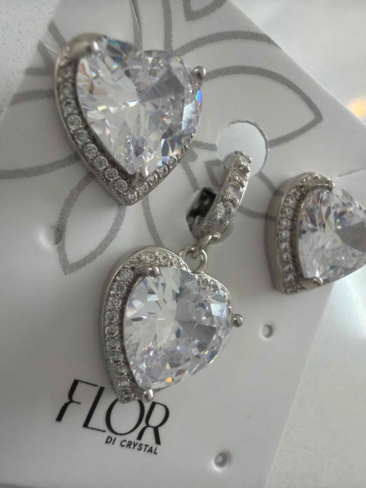 CZ Earring and tennis chain pendant clear  cz 