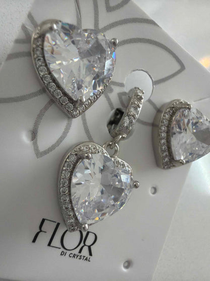CZ Earring and tennis chain pendant clear  cz 