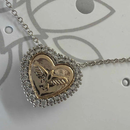 Heart Necklace with gold Holy Spirit detail 