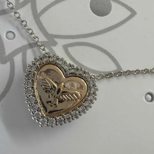 Heart Necklace with gold Holy Spirit detail 