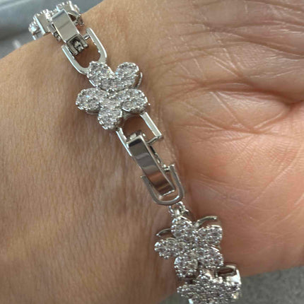 Flower Bracelet with paved cz