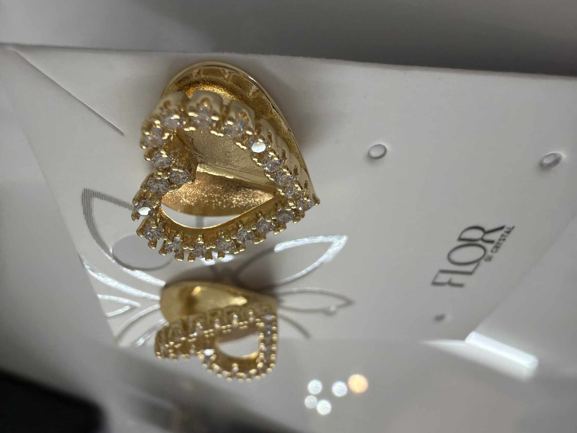 double heart earing  cz pave