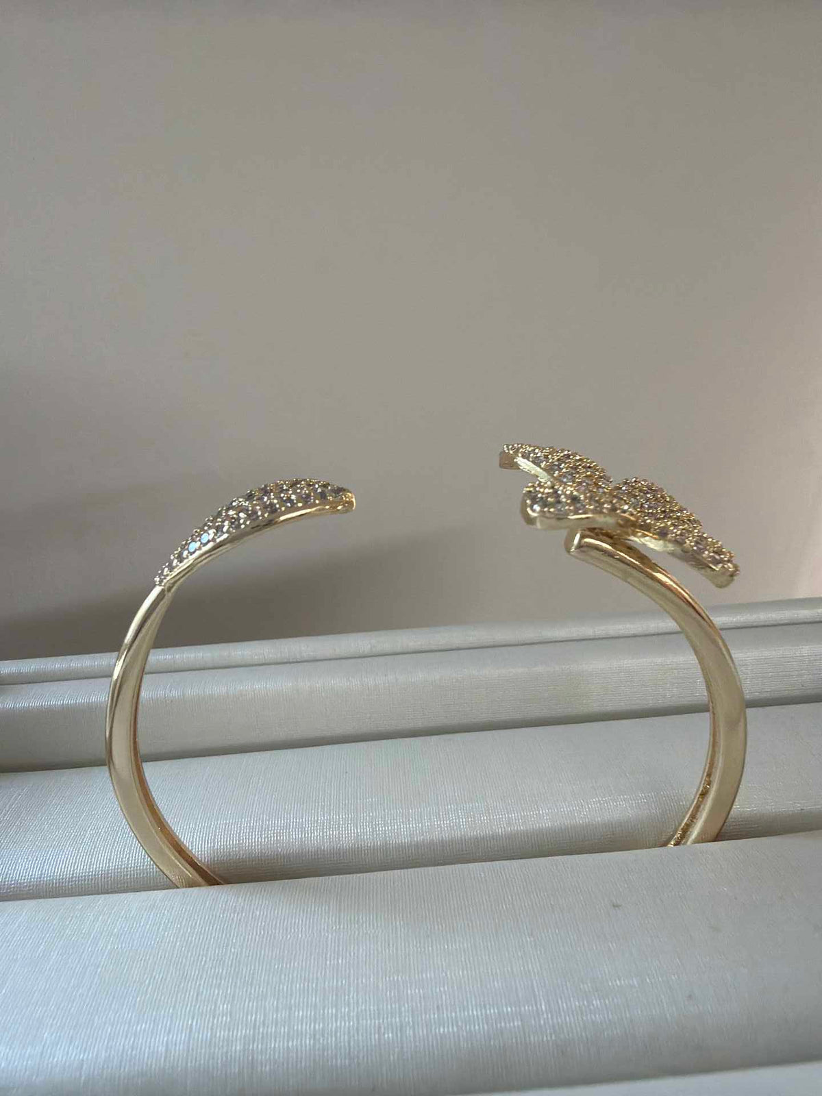 Pave bracelet in flower and leaf detail  cz