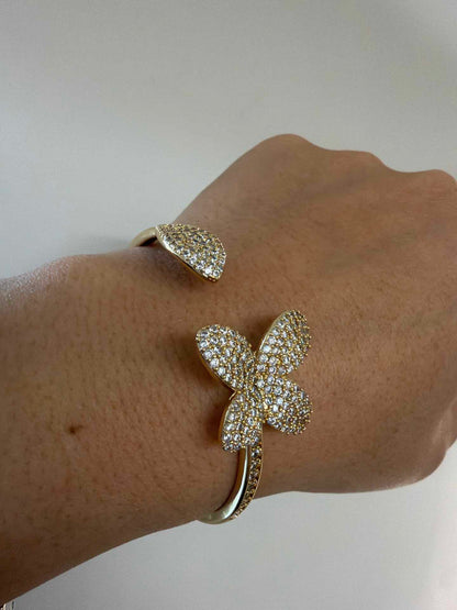 Pave bracelet in flower and leaf detail  cz