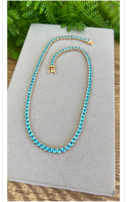 Rivieira 4 mm turquesa 18k plated