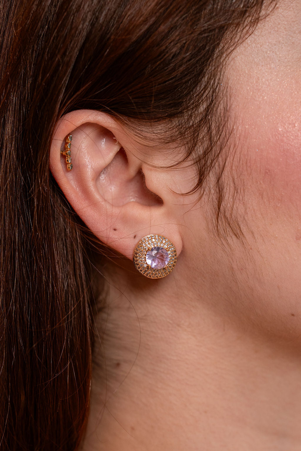 Rivieira 4mm lavanda e conjunto Ponto de Luz 18k