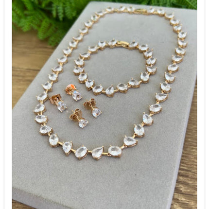 Spaced Teardrop 6mm Tennis Jewelry Set
