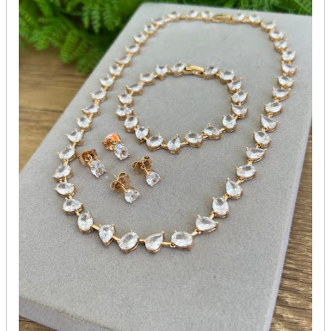 Spaced Teardrop 6mm Tennis Jewelry Set