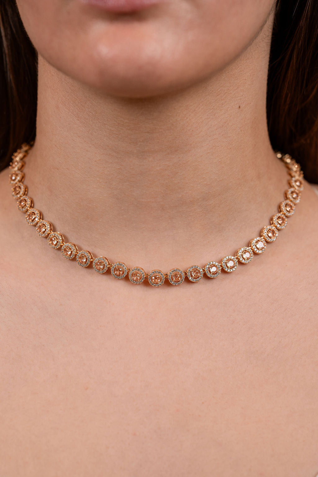 Swaroski Morganite tennis chain w earring