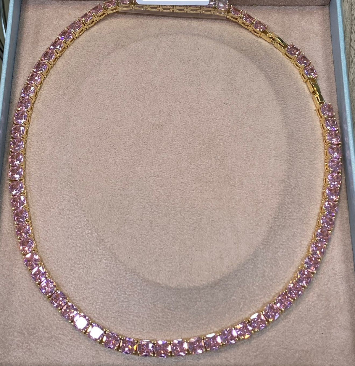 Tennis chain baby pink 8mm cz