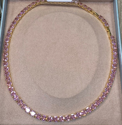 Tennis chain baby pink 8mm cz