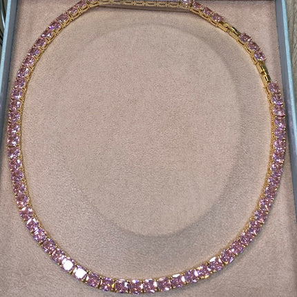 Tennis chain baby pink 8mm cz