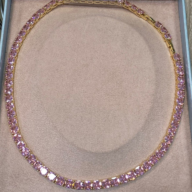 Tennis chain baby pink 8mm cz