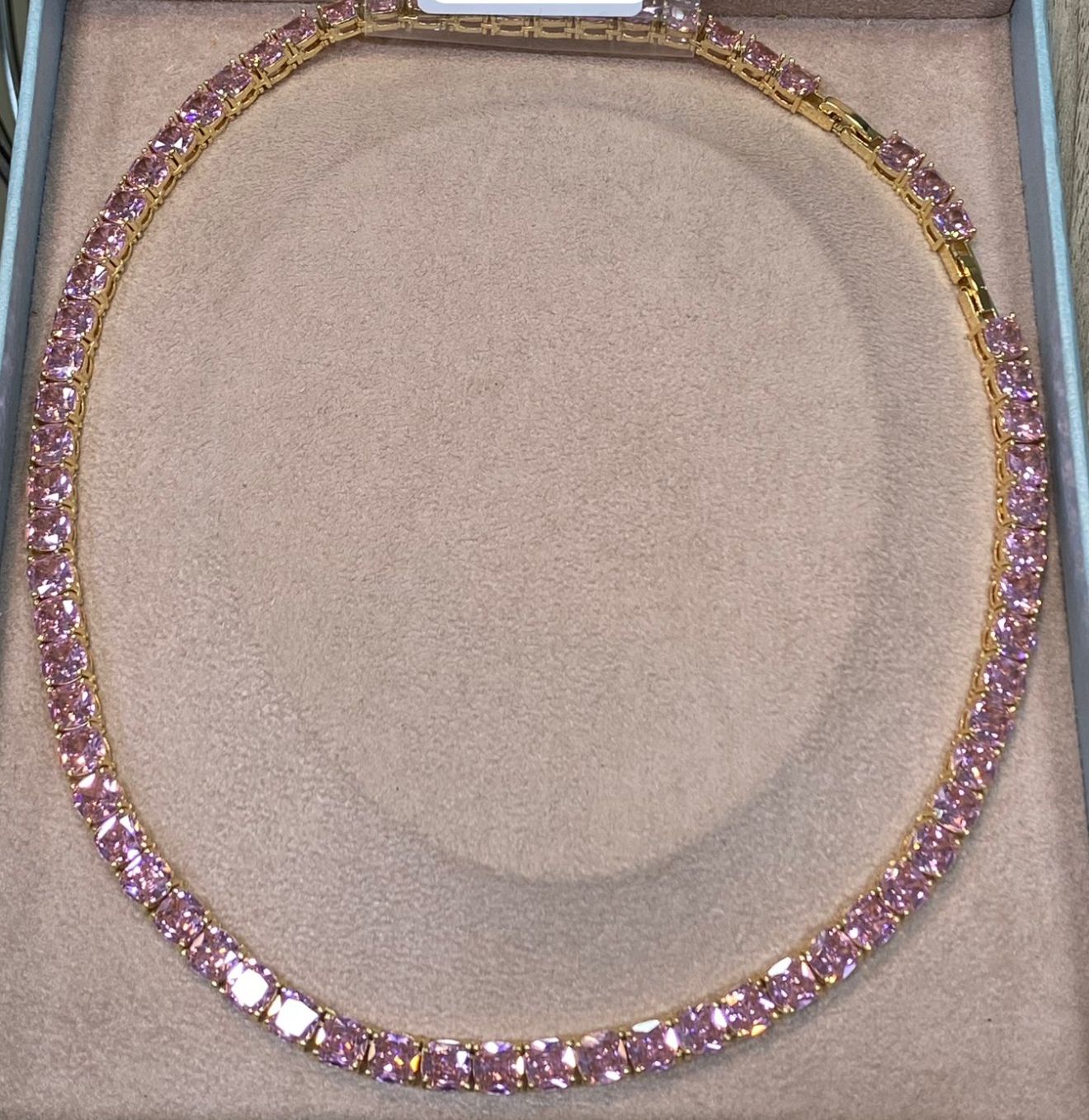 Tennis chain baby pink 8mm cz