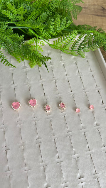 Trio de brincos fusion pink 