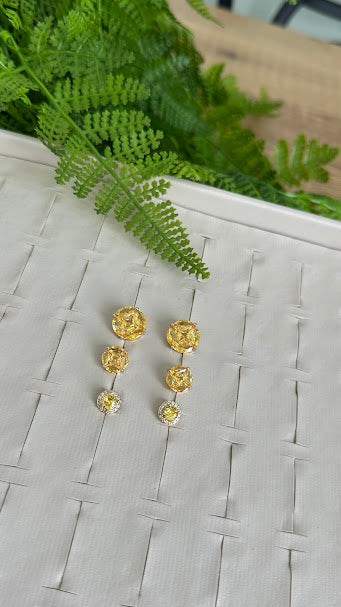 Brinco de Zirconia pave ilusion yellow