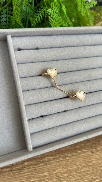 Dual heart  ring 18k