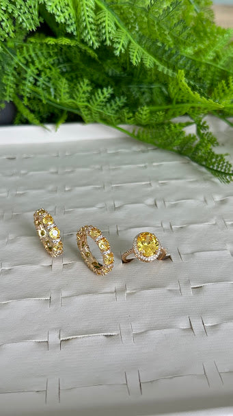 Ring trio in yellow pave 18k