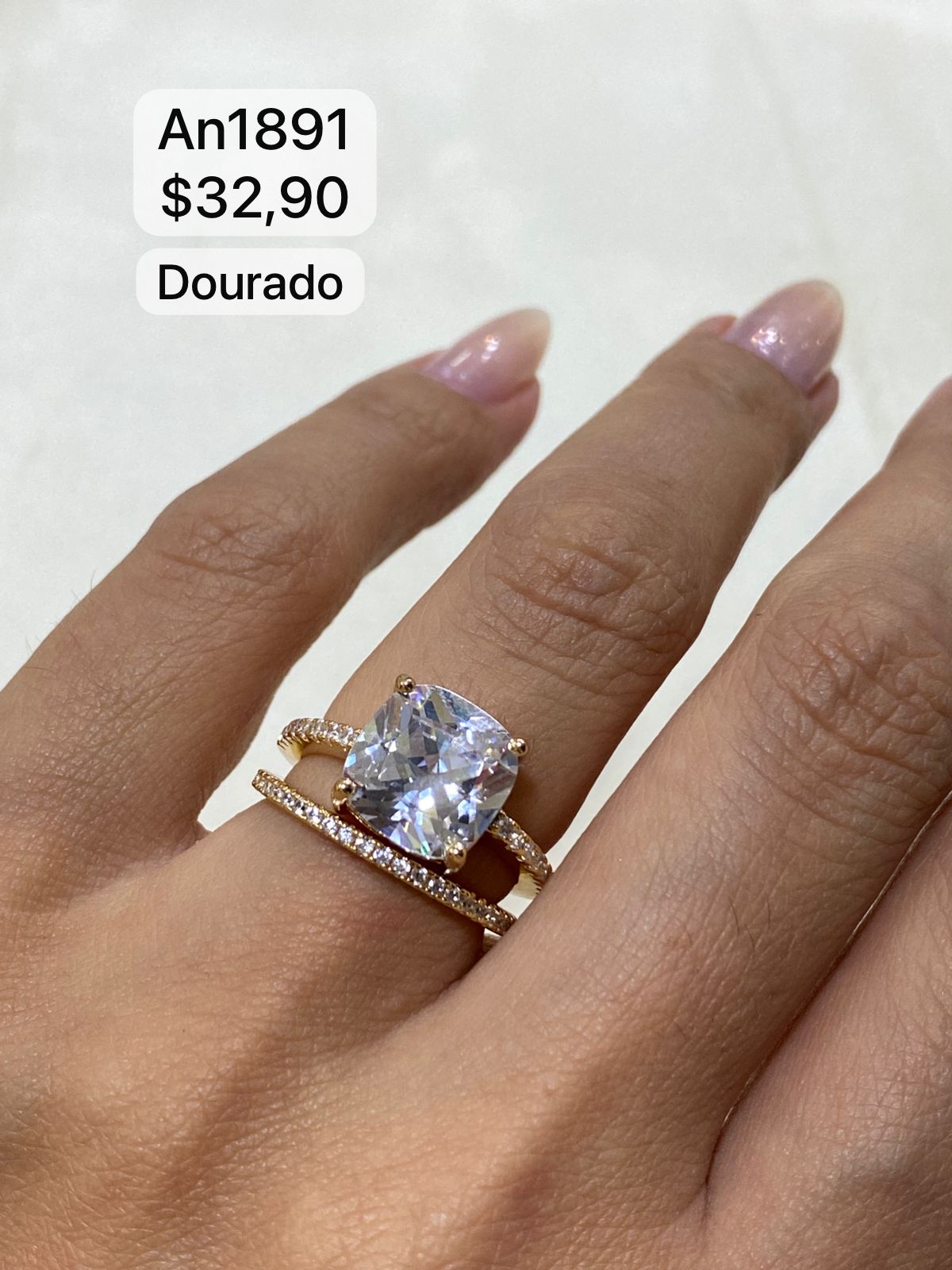 Double ring square cz 